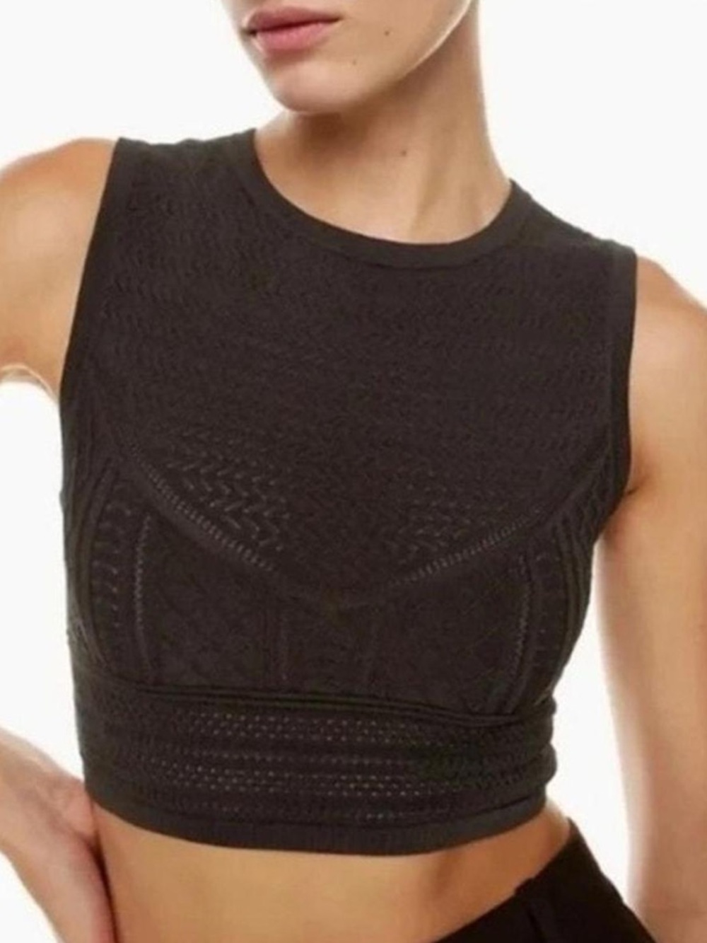 Aritzia Babaton Pointelle Tank Black Noir Size Small - Picture 3 of 5